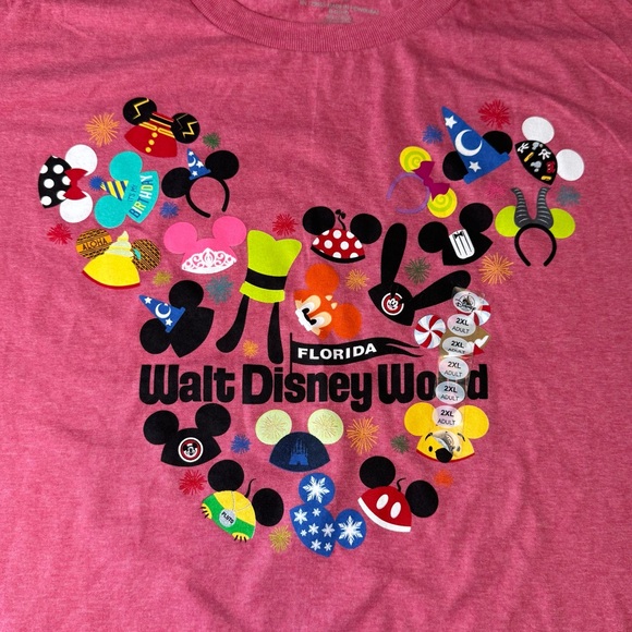NWT Disney T-shirt Unisex 2XL Mickey Ears Walt Disney World Heather Pink - Picture 2 of 7